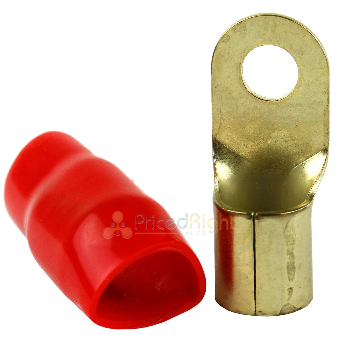 Bullz Audio Ring Terminals 1/0 Gauge 5/16" Hole Gold Plated Red 10 Pack BRT0R