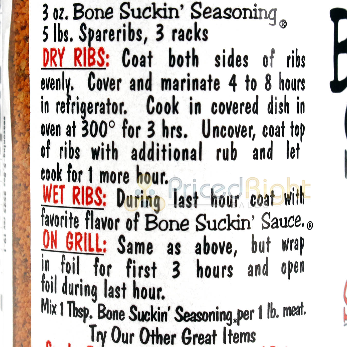 Bone Suckin' Sauce Seasoning and Rub 5.8 Oz Bottle Non Gmo Gluten & Fat Free