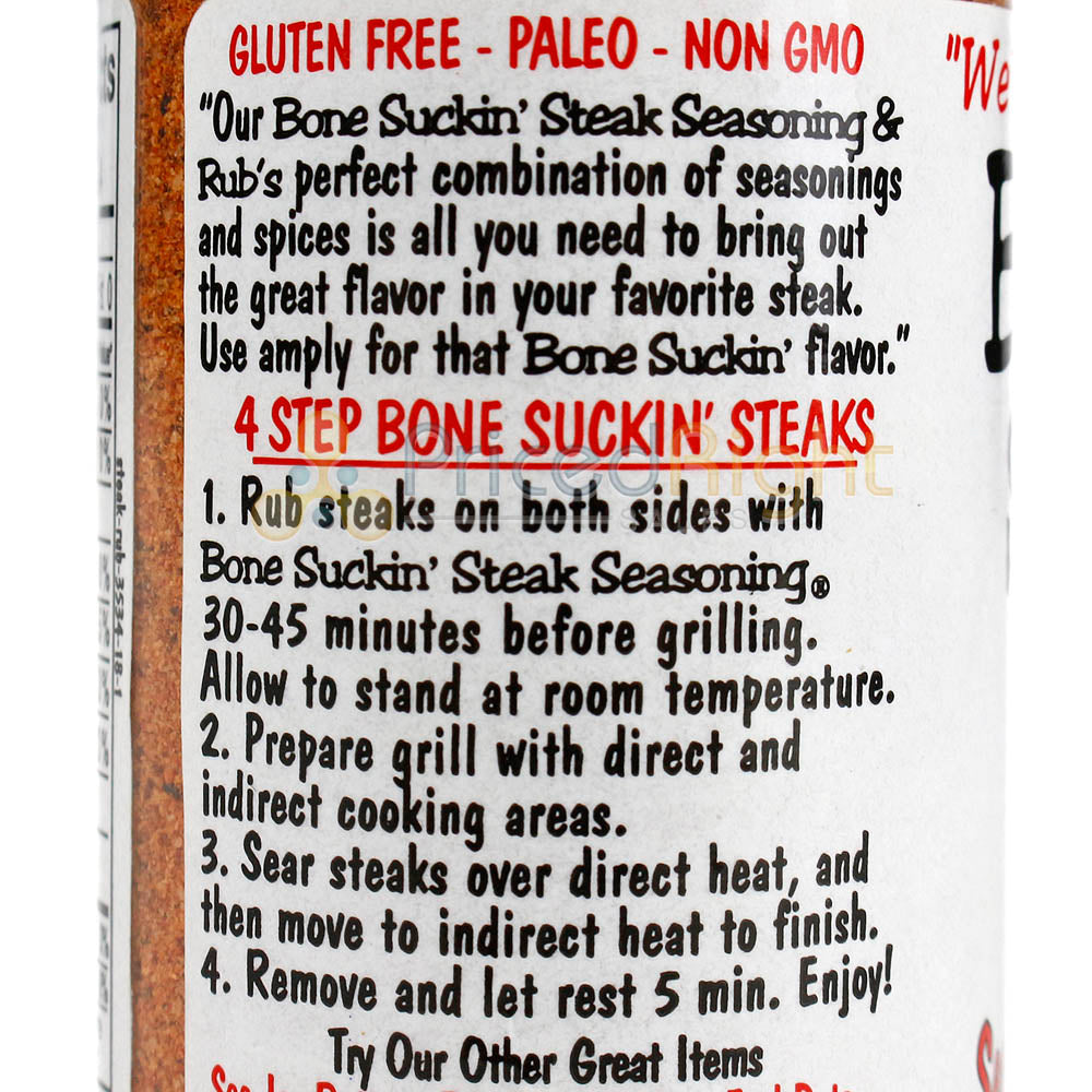 Bone Suckin' Sauce Steak Seasoning Rub 5.8 oz Bottle Non Gmo Gluten Free Blend