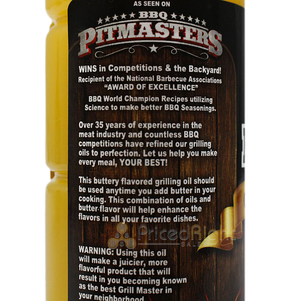 Butcher BBQ Garlic Butter Flavor Grilling Oil 12 oz. Bottle Competition Rated