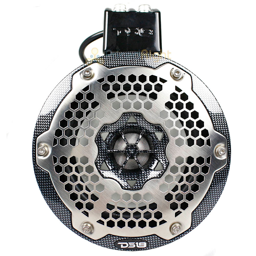 DS18 8" Marine Tower Speakers with RGB LED Lights 370W Carbon Fiber CF-X8TP