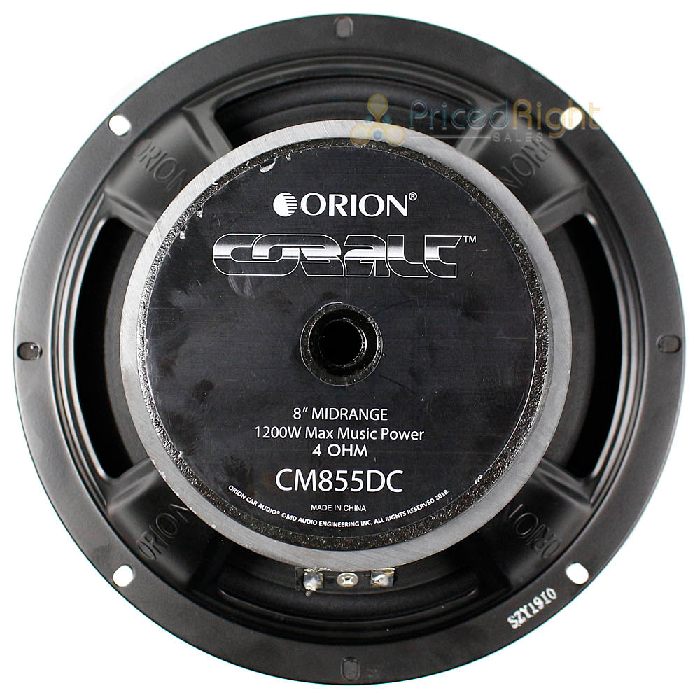 8" Orion Midrange Speaker 1200W Max Music Power 4 Ohm 2 Pair 4 Speakers CM855DC