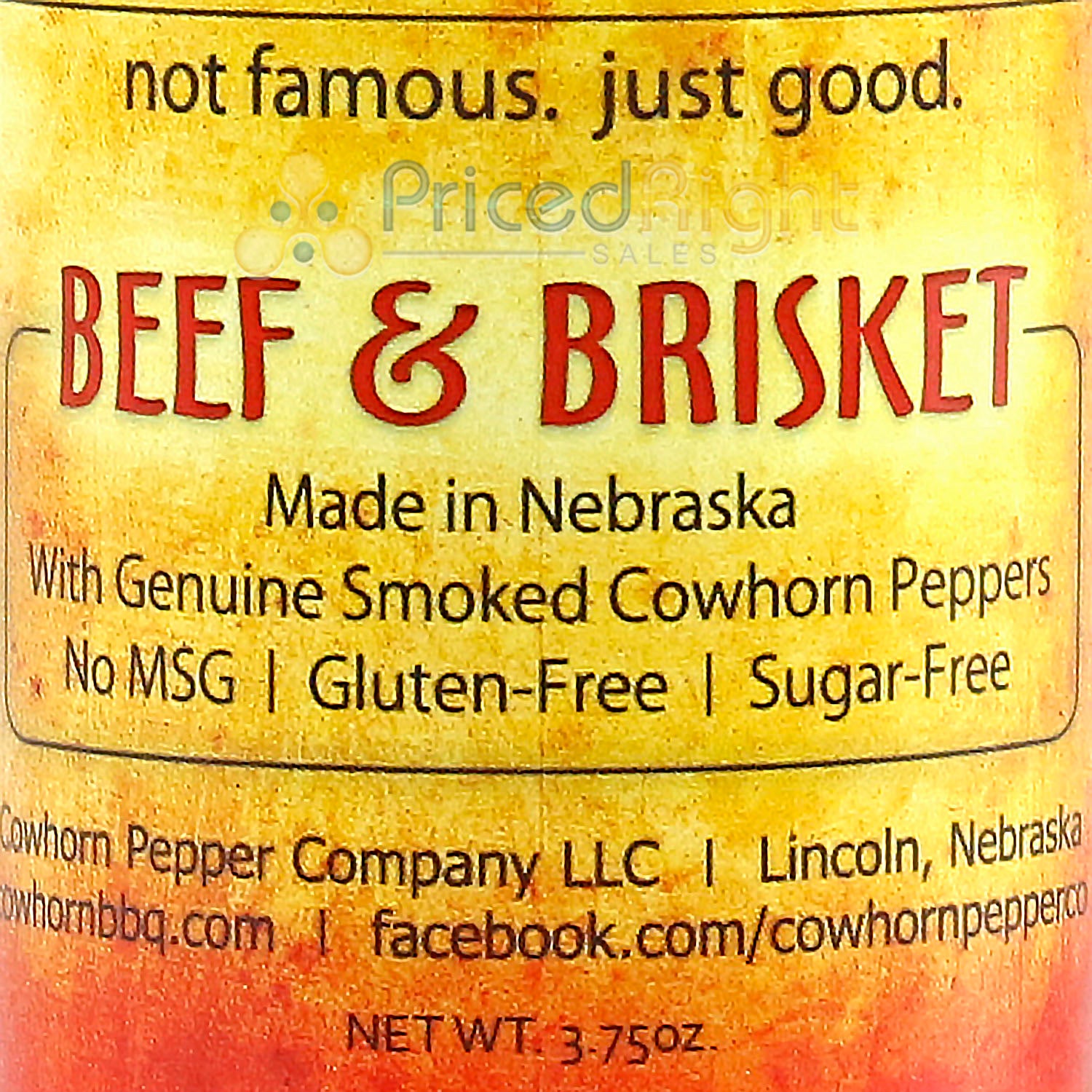 3.75 oz Cowhorn Pepper Company Beef & Brisket Seasoning No MSG Gluten Sugar Free