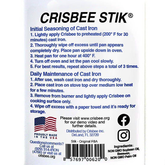 Crisbee Stik Cast Iron and Carbon Steel Seasoning 2.3 Oz