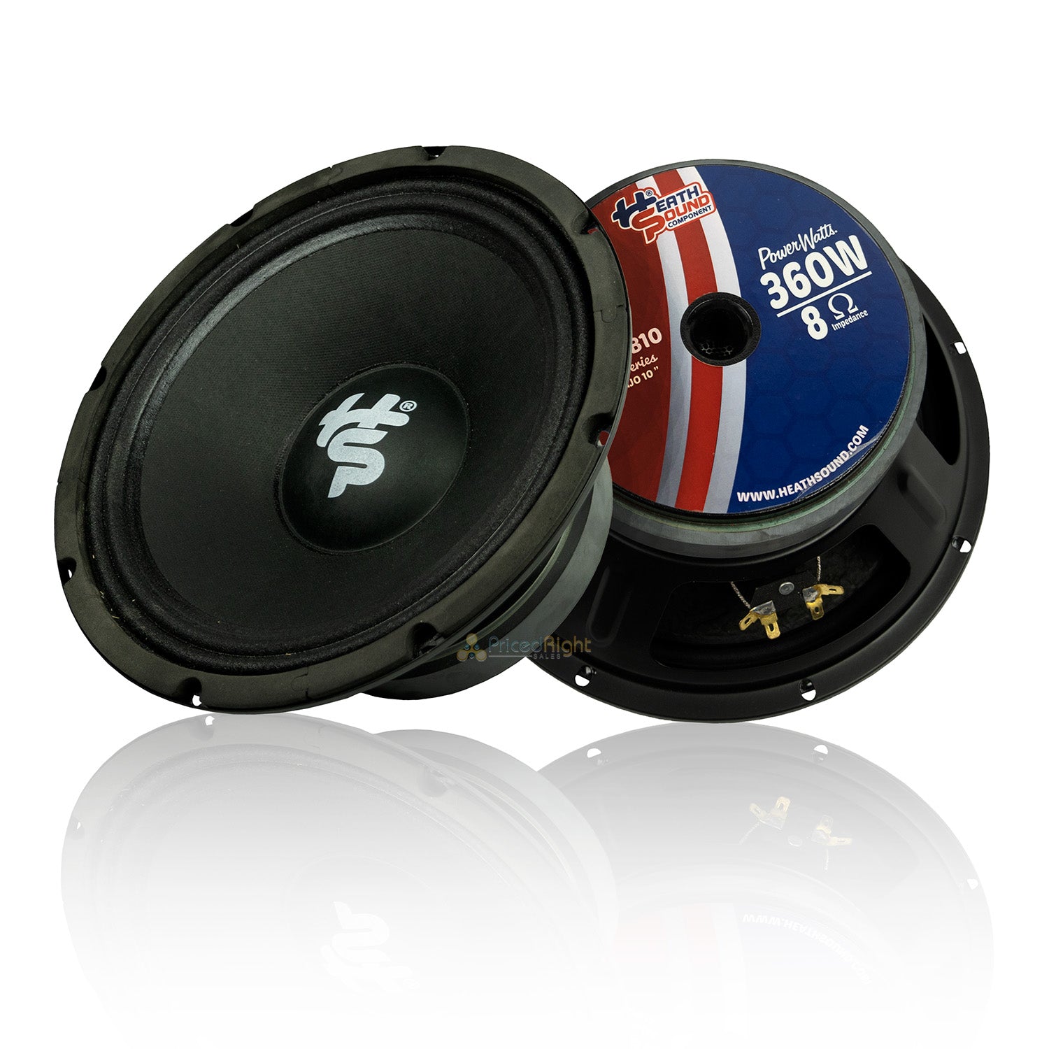 Heath Sound 10" 600W Max 300W RMS Midrange 8 Ohm Black Bass Speaker HSCS-MB10