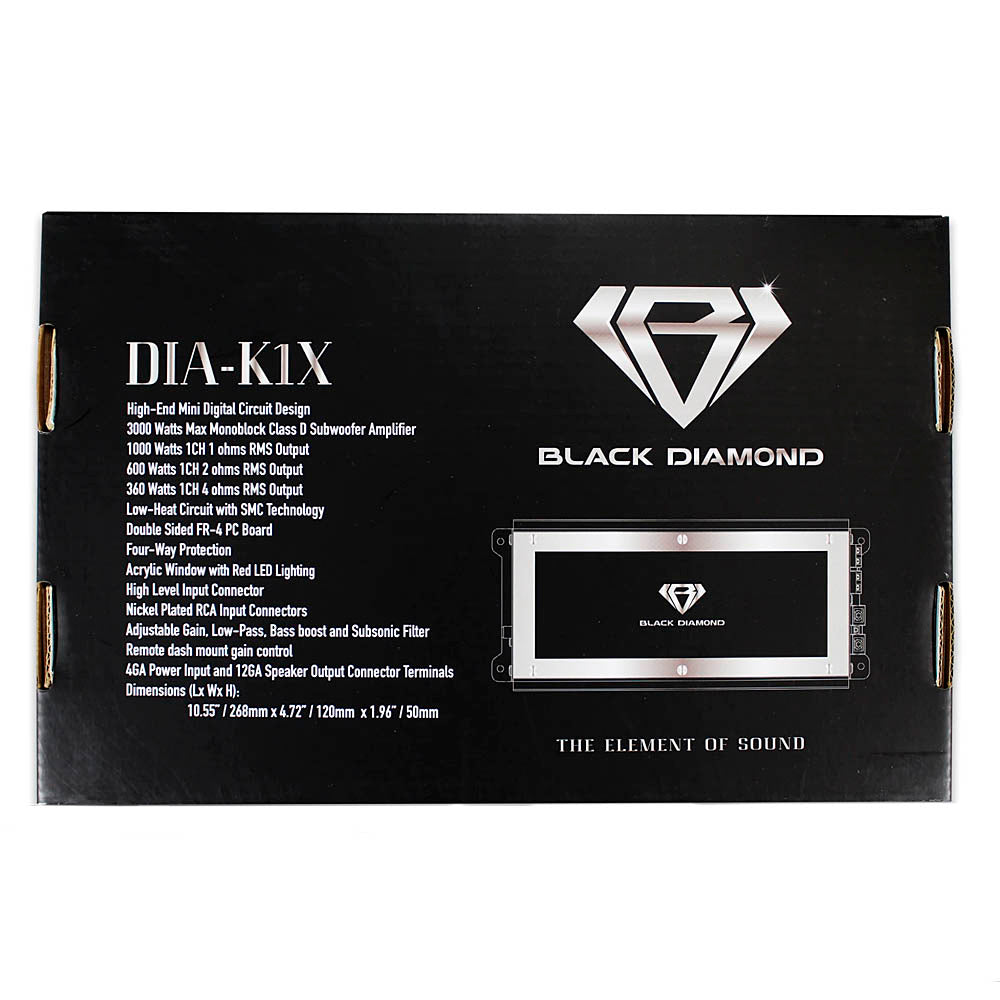 Black Diamond Monoblock Amplifier 3000 Watts Ohm 1 Class D Car Audio DIA-K1X