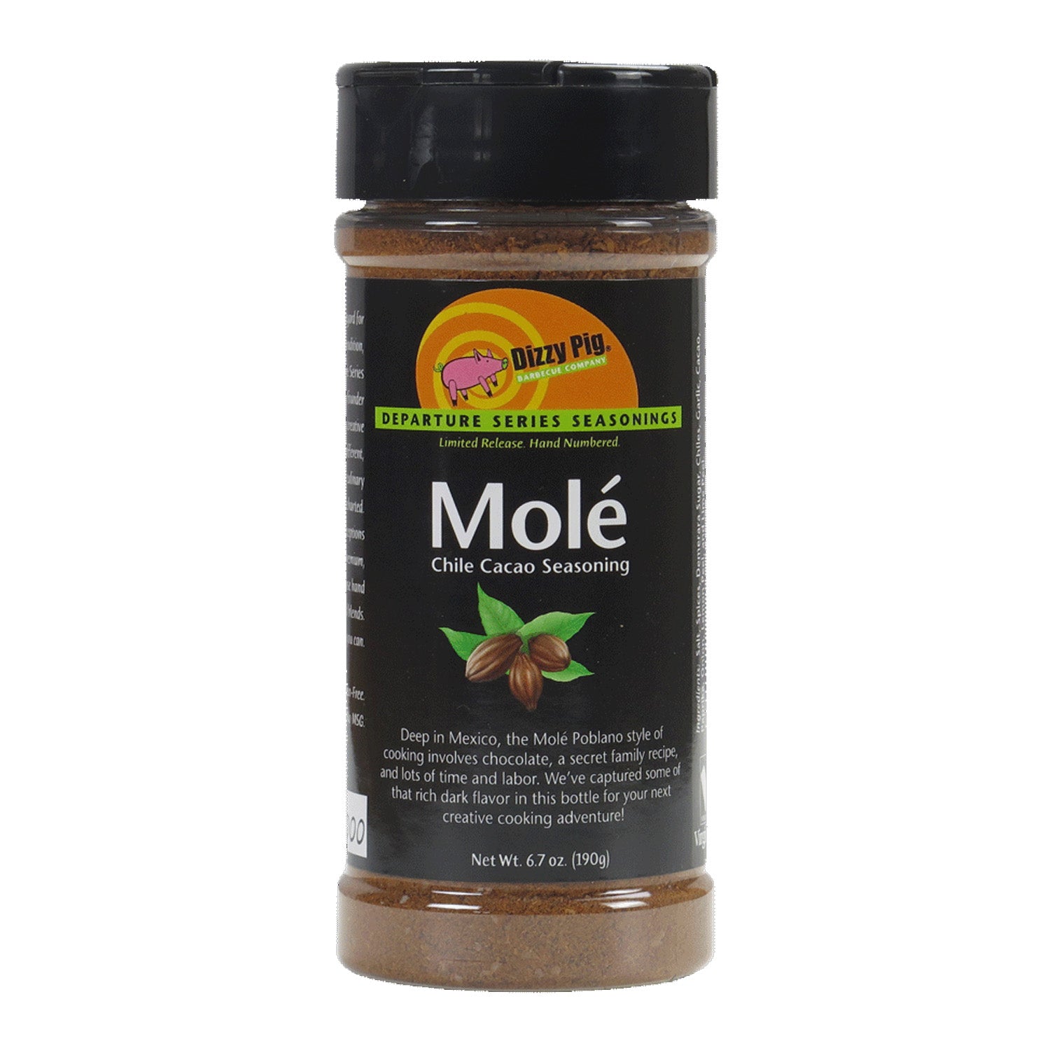 Dizzy Pig BBQ Company Mole Chile Heat Cacao Seasoning Rub Blend 6.7 Oz Bottle