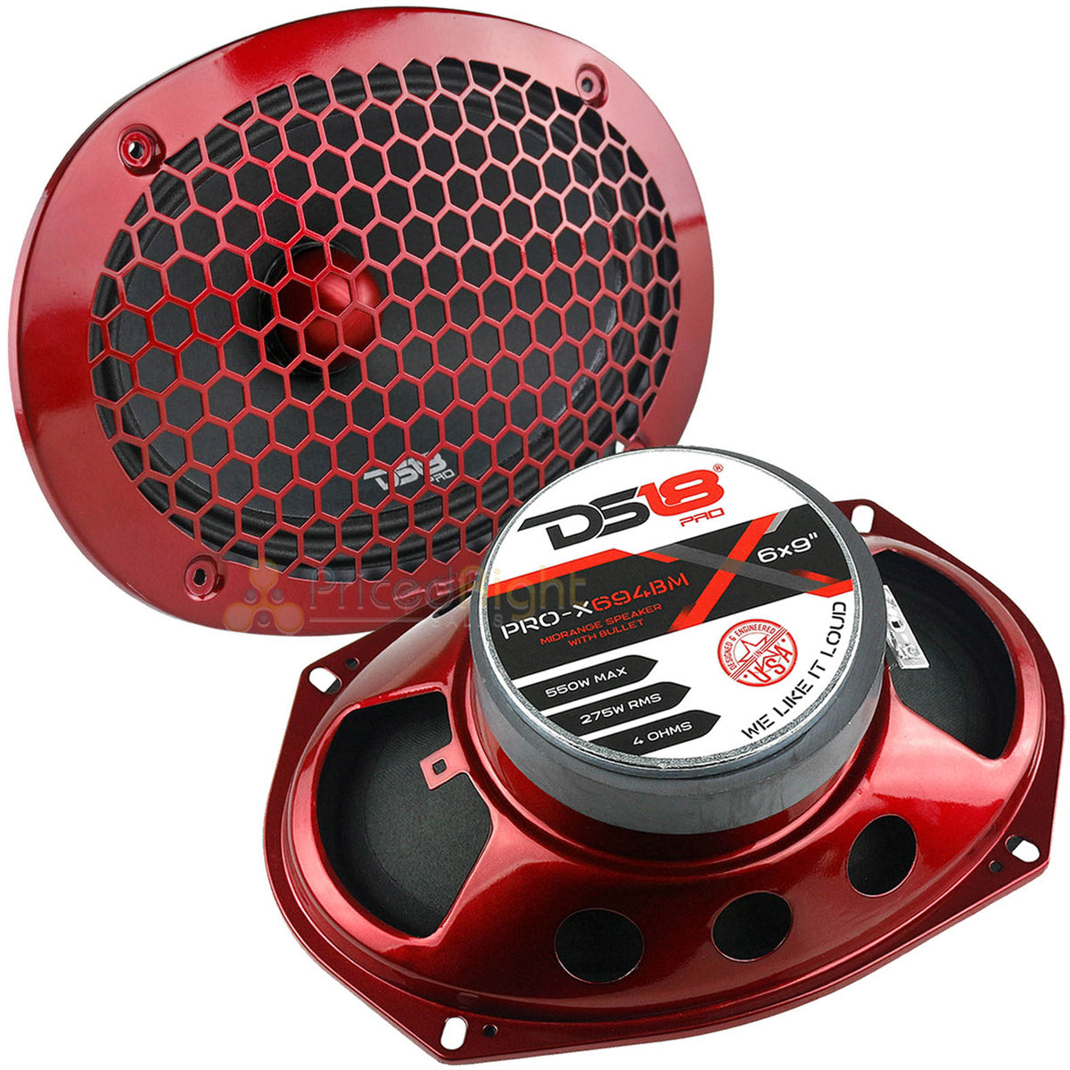 2 Pack DS18 6x9" Midrange Loudspeaker 550 Watts Max 4 Ohm PRO-X694BM Car Audio