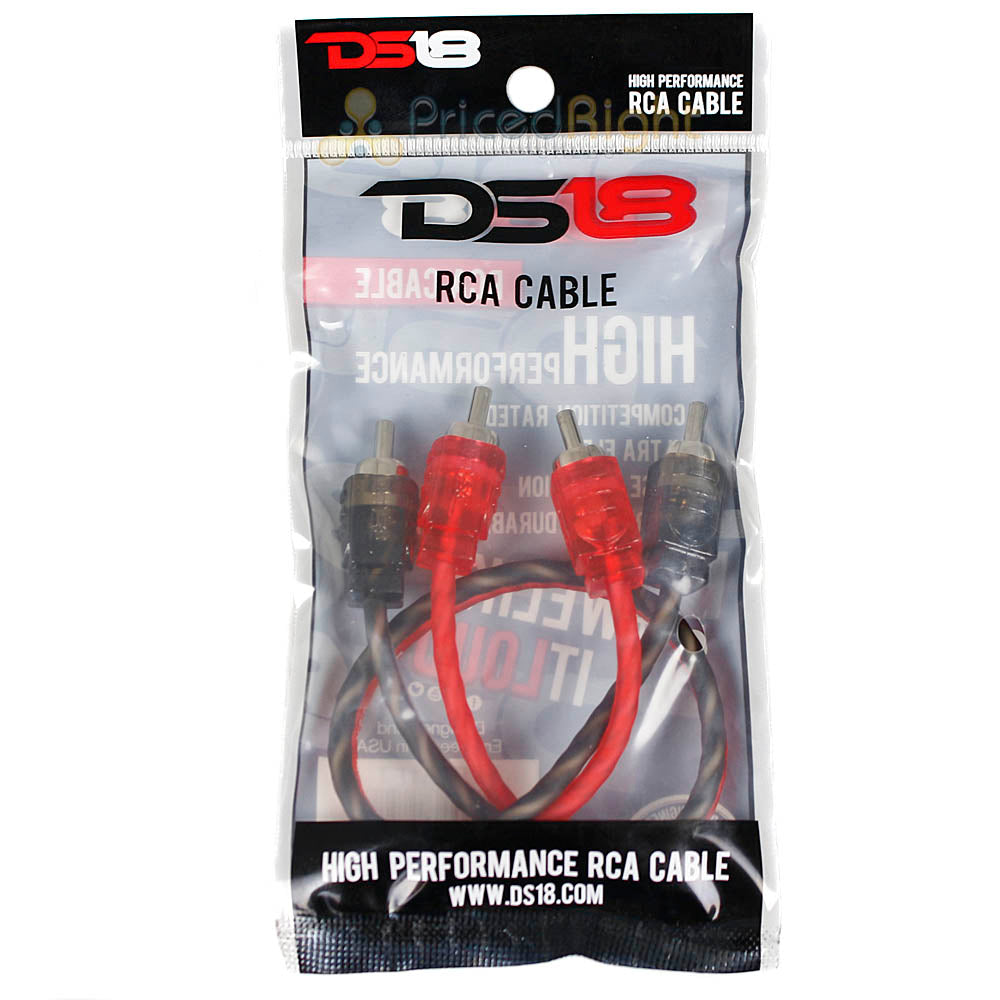 DS18 Ultra Flex 1 Ft RCA Cables 2 Channel Competition Rated Audio RCA-1FT 2 Pair