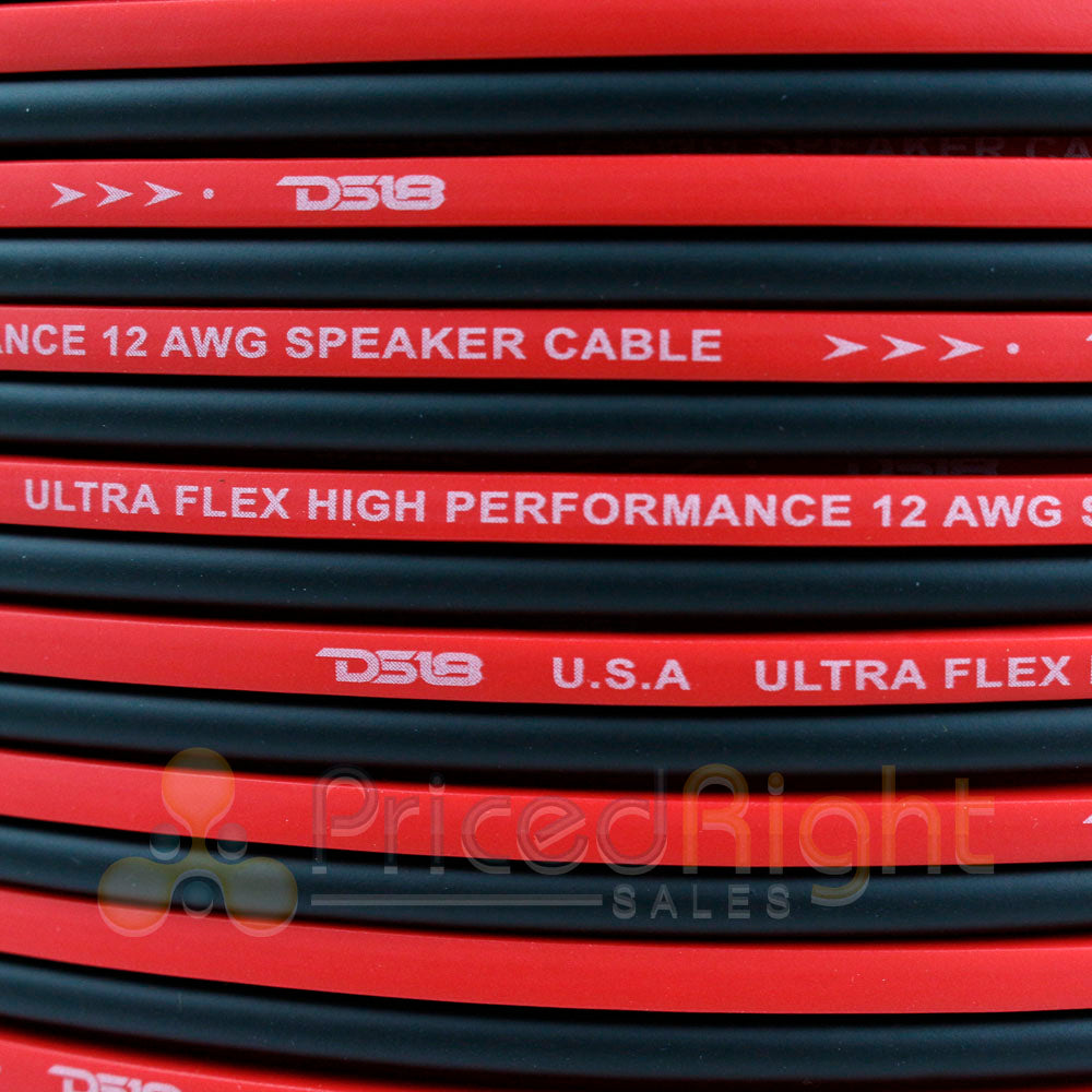 50 Ft 12 Gauge AWG Speaker Cable Car Home Audio 50' Black and Red Zip Wire DS18