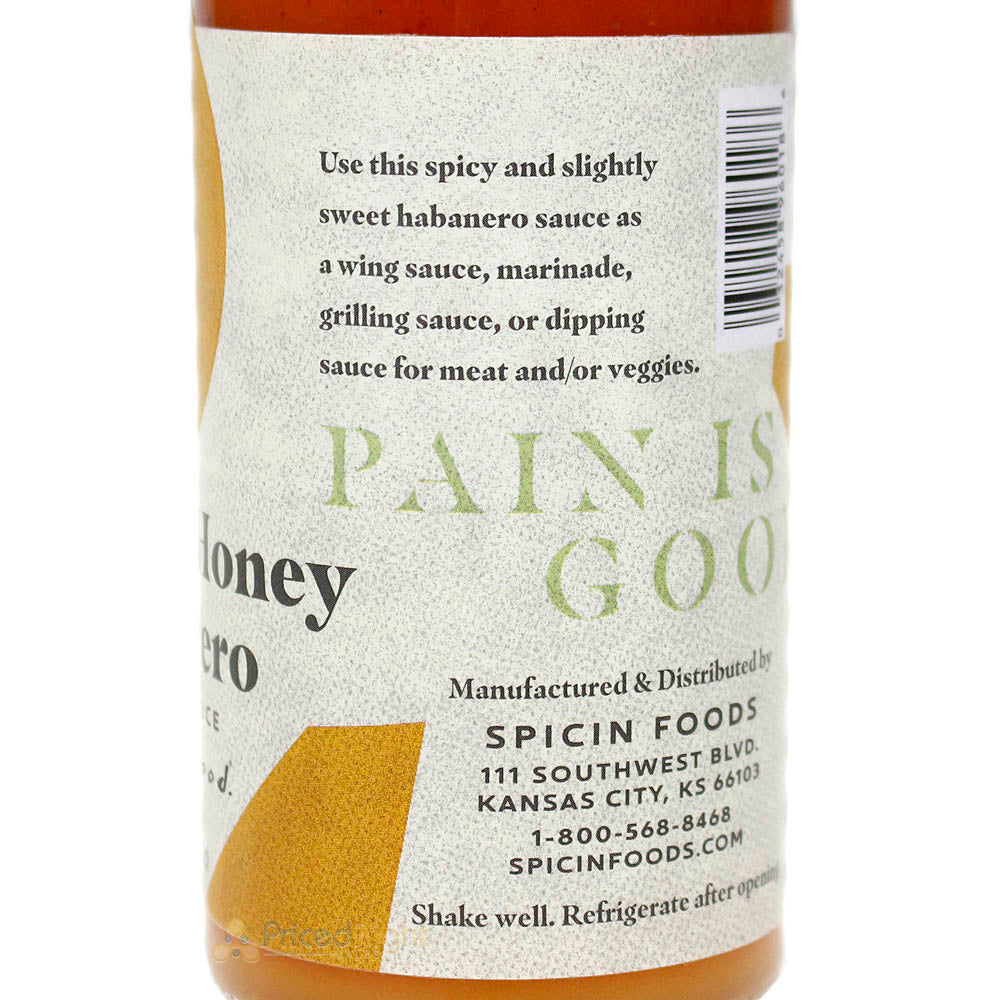 Pain is Good Spicy Honey Habanero Super Hot Wing Sauce KC Chief Approved 13.5 oz
