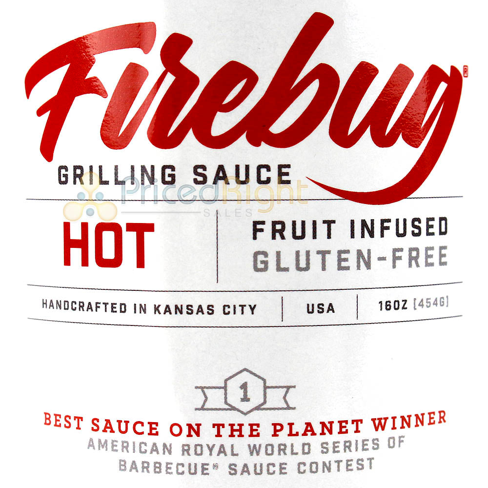 Firebug Grilling BBQ Hot Sauce 16oz Bottle Handcrafted Fruit Infused Gluten Free