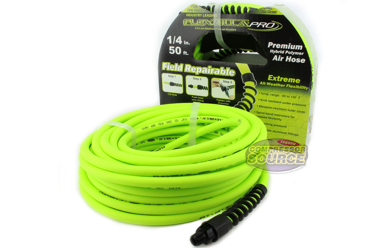 Legacy Flexzilla 1/4 inch x 50' Compressed Air Hose 300 PSI Field Repairable, Green