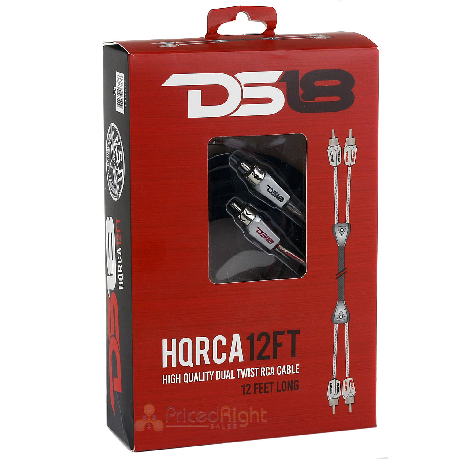 DS18 12 Ft RCA Cable Stereo Pro Audio Interconnect Dual Twist Wire HQRCA12FT