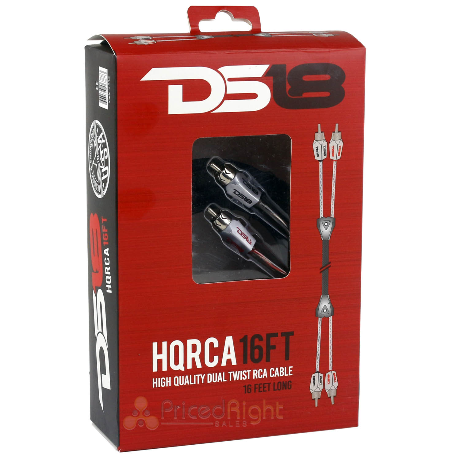 DS18 16 Ft RCA Cable Stereo Pro Audio Interconnect Dual Twist Wire HQRCA16FT