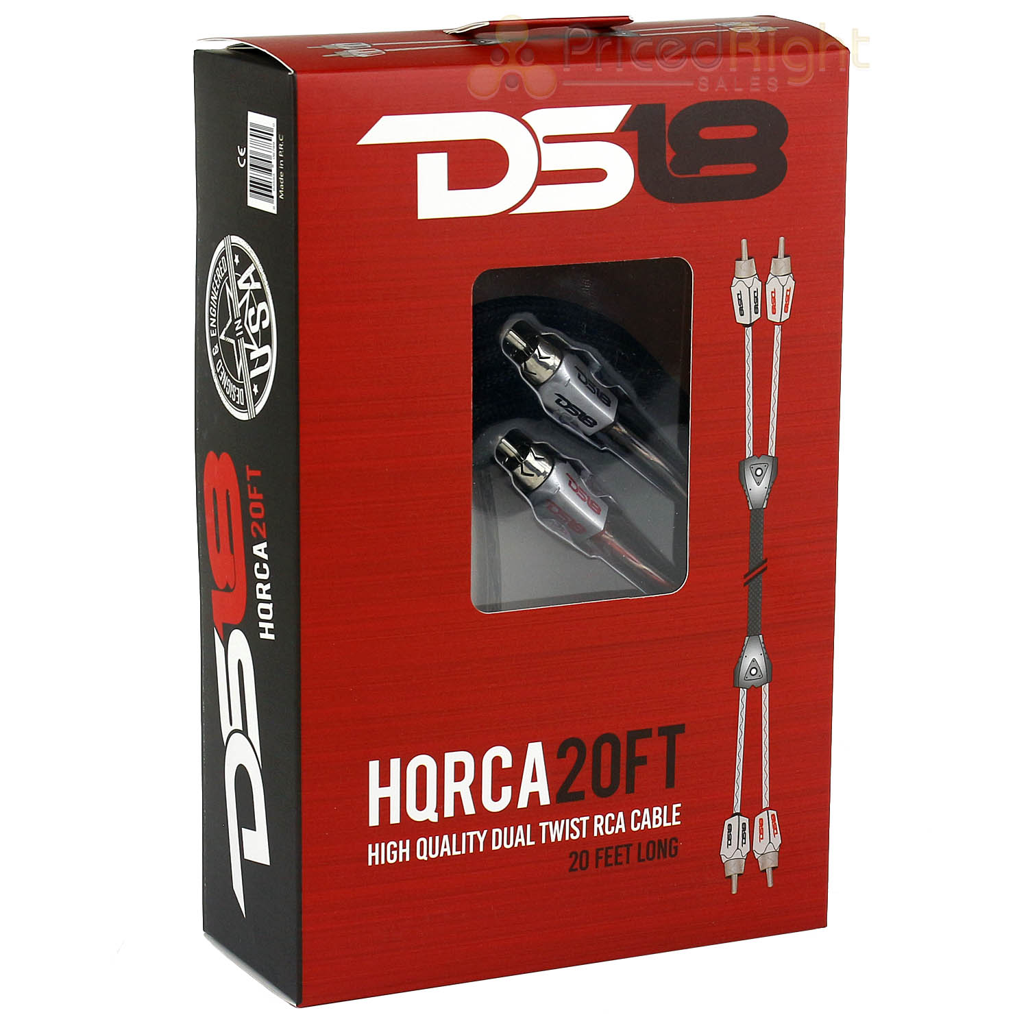 DS18 20 Ft RCA Cable Interconnect Stereo Audio Shielded Dual Twist HQRCA20FT