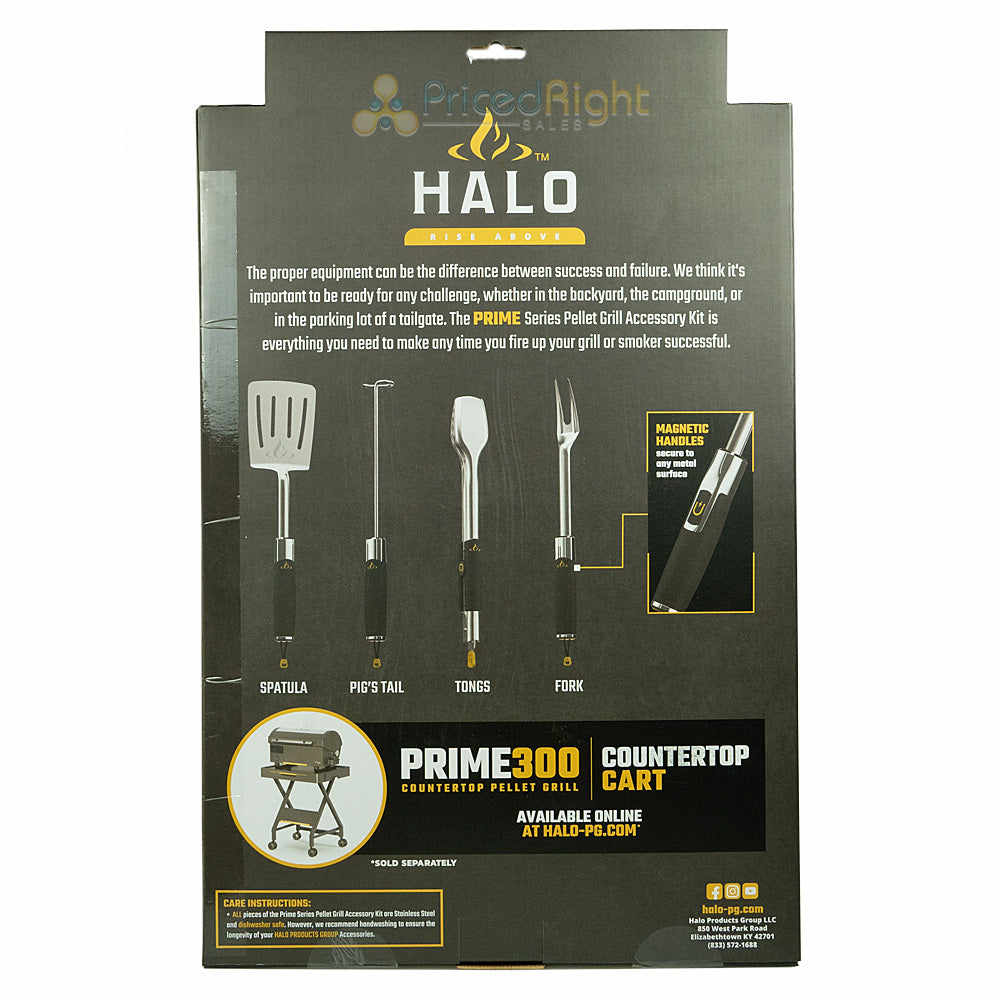 Halo Pellet Grill Essentials Kit Spatula Tongs Pigs Tail And Fork Set HS-3012