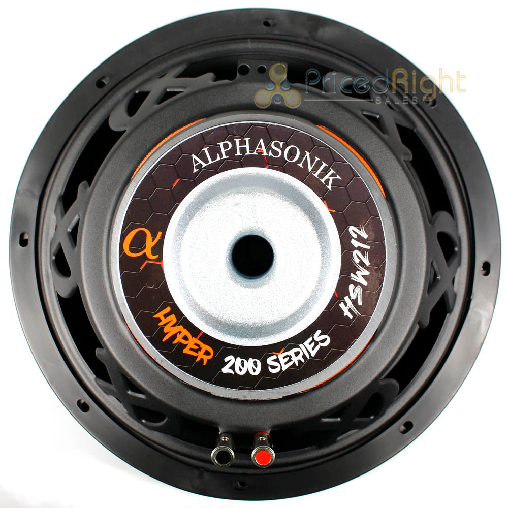 Alphasonik 12" Subwoofer 1200 Watts Max 4 Ohm Hyper 200 Series HSW212 Single