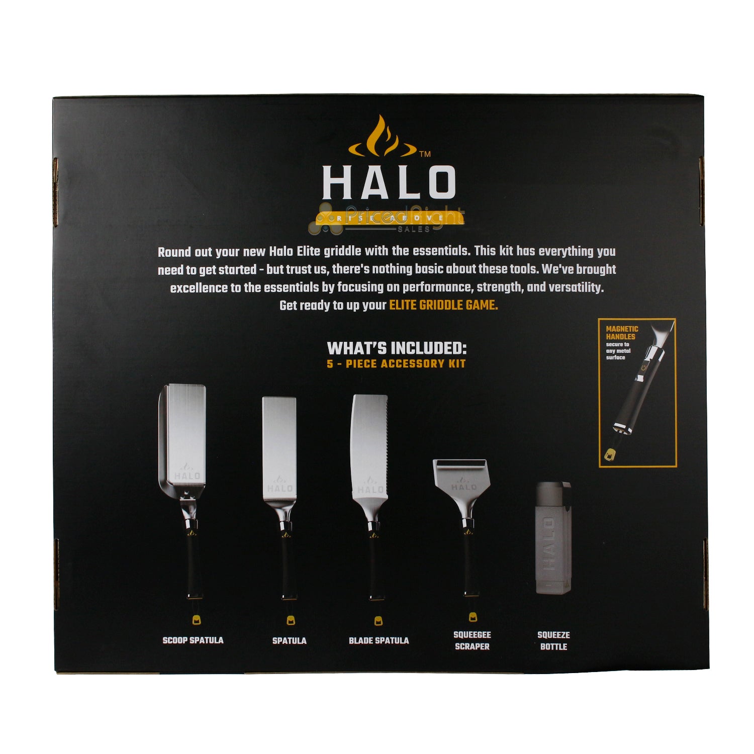 Halo Elite Essentials 5-Piece Magnetic Griddle Accessory Kit Stainless Steel