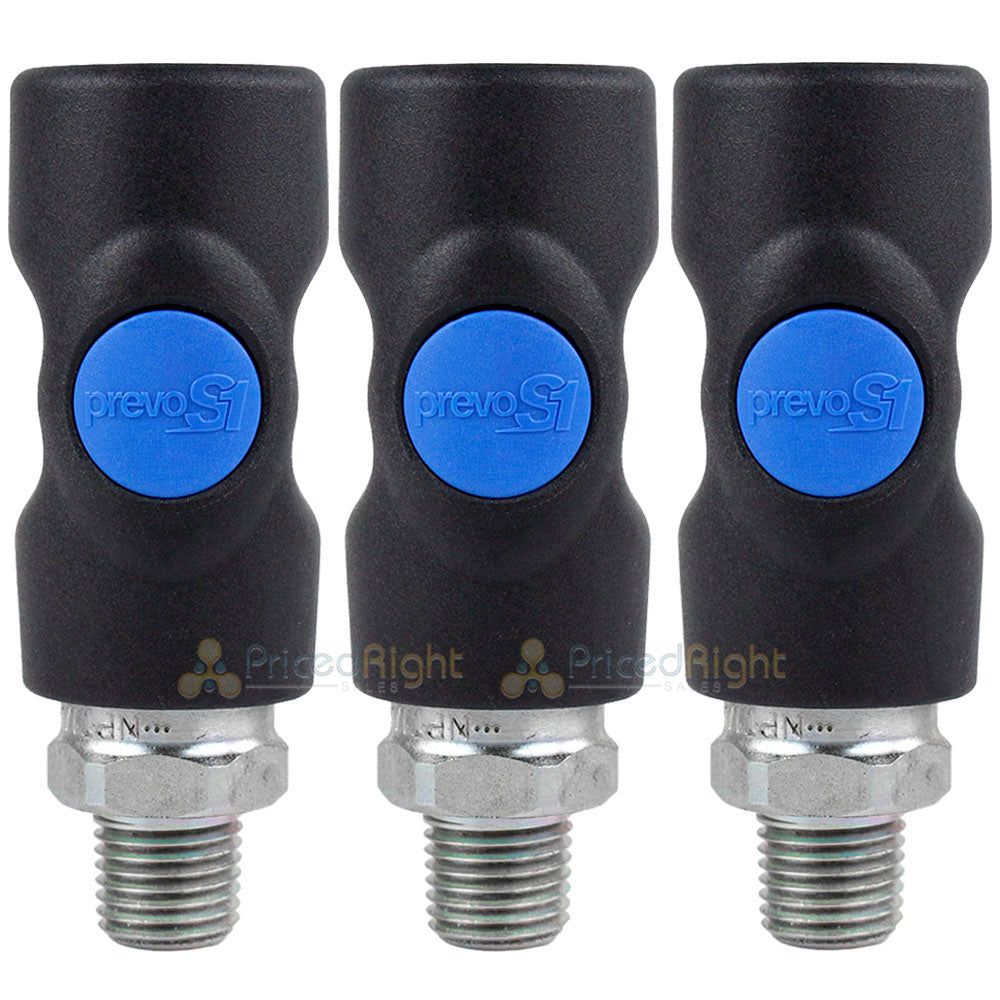 3 Pack Prevost Safety Air Plug Coupler 1/4" MNPT Prevo S1 Industrial ISI061251