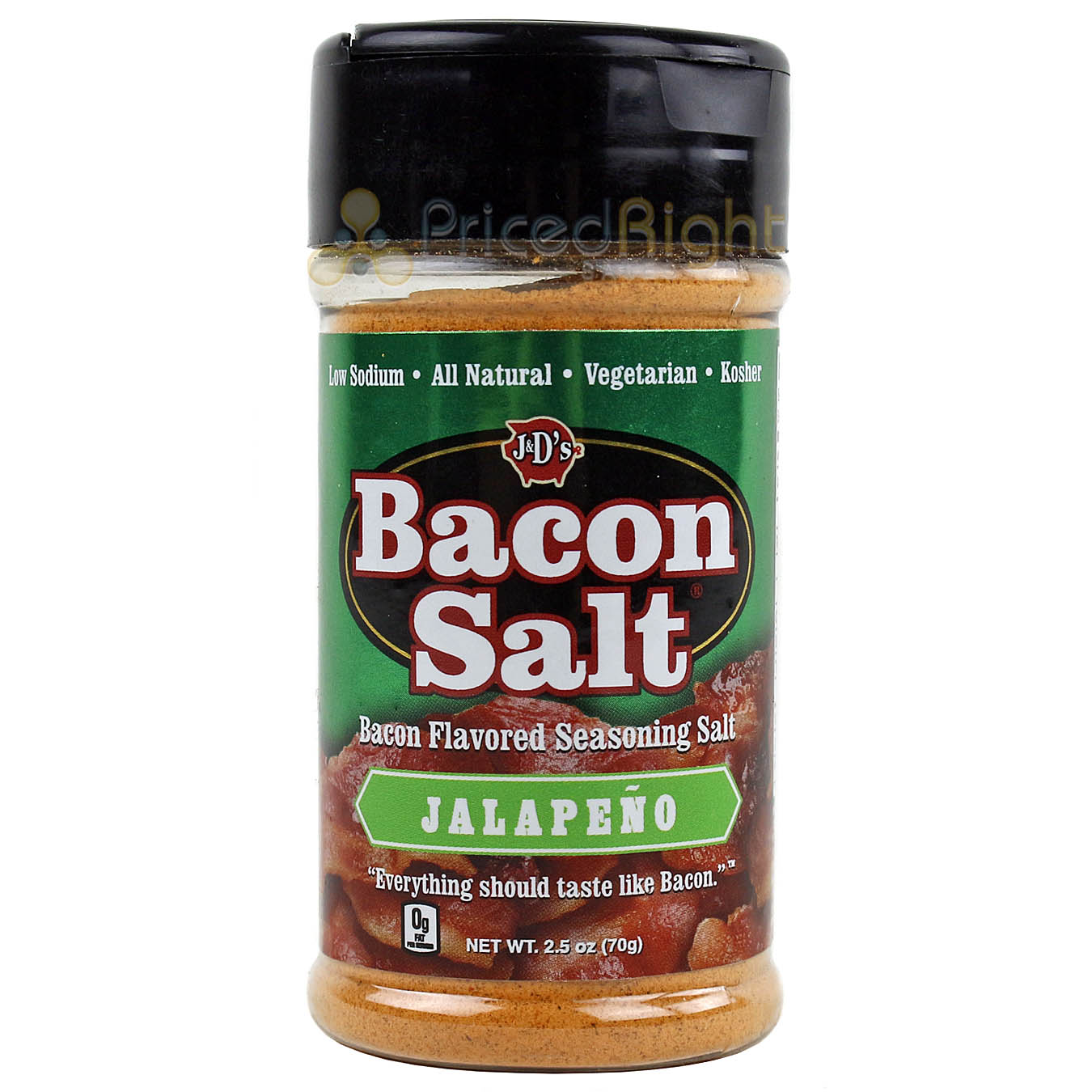 J&D Bacon Salt Sample Pack Original Cheddar Peppered Hickory Jalapeno Flavors