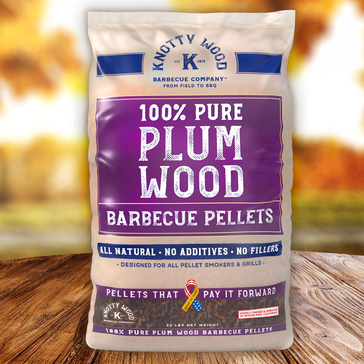 40lbs Knotty Wood Plum Wood Cooking Pellets BBQ Smoker Sweet Smoke 20# Bags