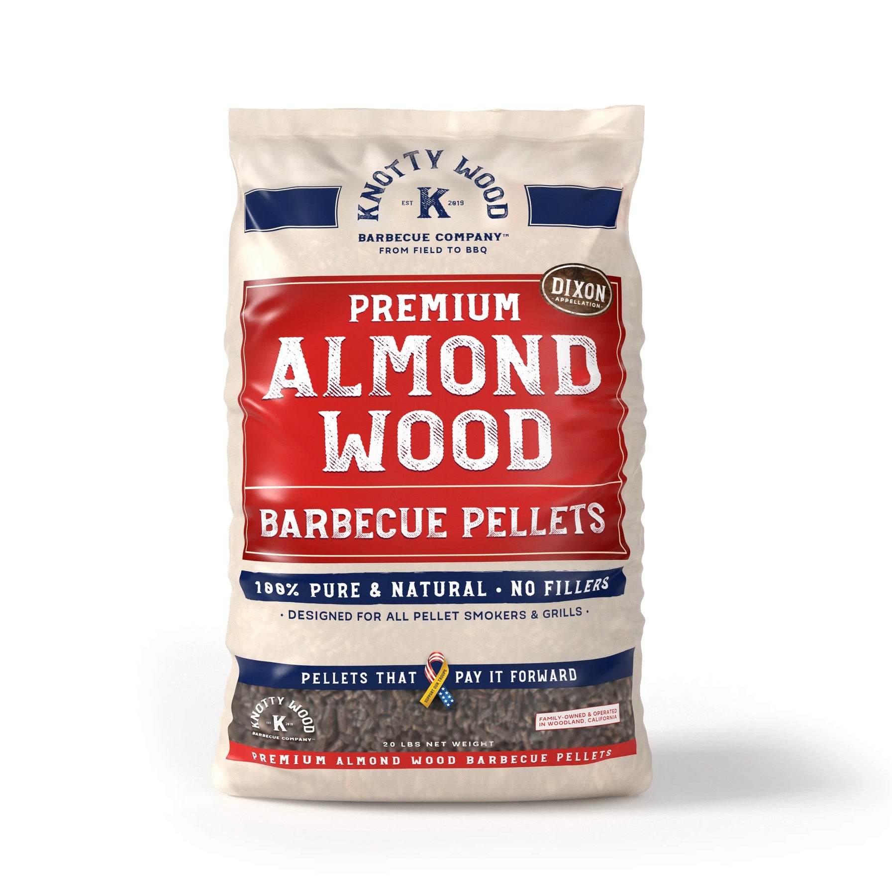 40lbs Almond Wood Cooking Pellets BBQ Smoker Natural Sweet Smoke Knotty Wood