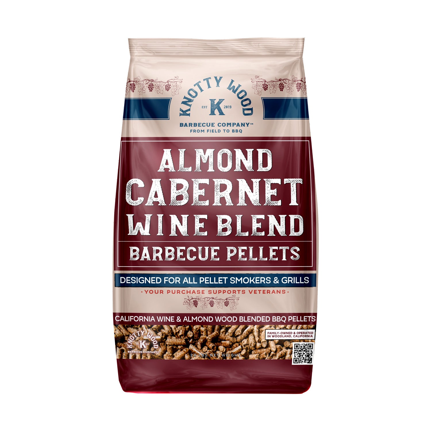 40lbs Almond Cabernet Cooking Pellets BBQ Smoker Red Wine Oak Blend 20# Bags