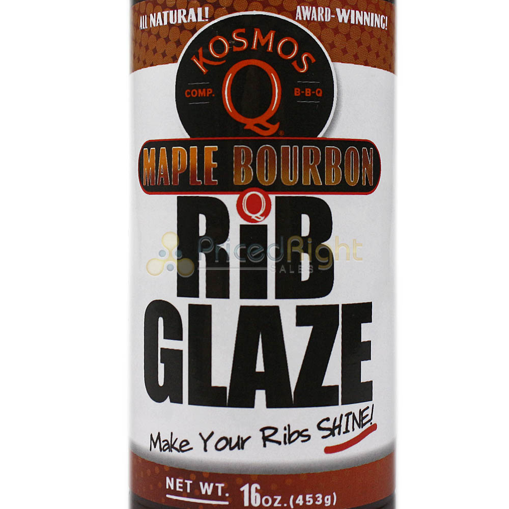 Kosmos Q Maple Bourbon Rib Glaze BBQ Sauce 16 Oz Bottle KOS-MAPB-GLAZE