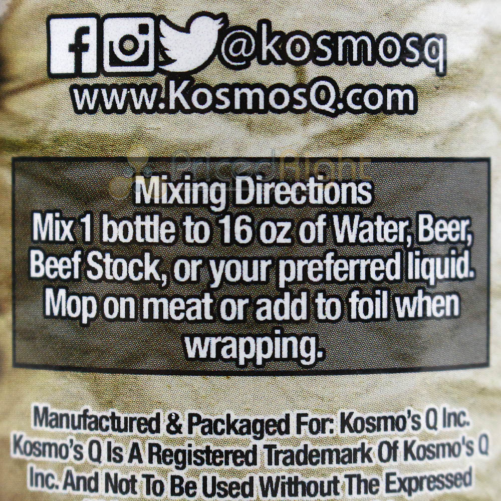 Kosmos Brisket Mop Concentrate Marinade 13.5 oz. Bottle