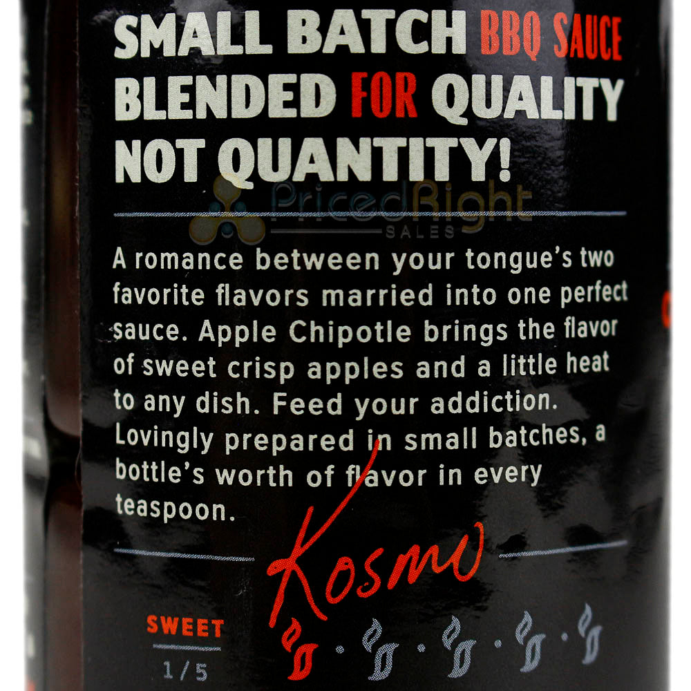 Kosmos Sweet Apple Chipotle BBQ Sauce 15.5 oz. Bottle