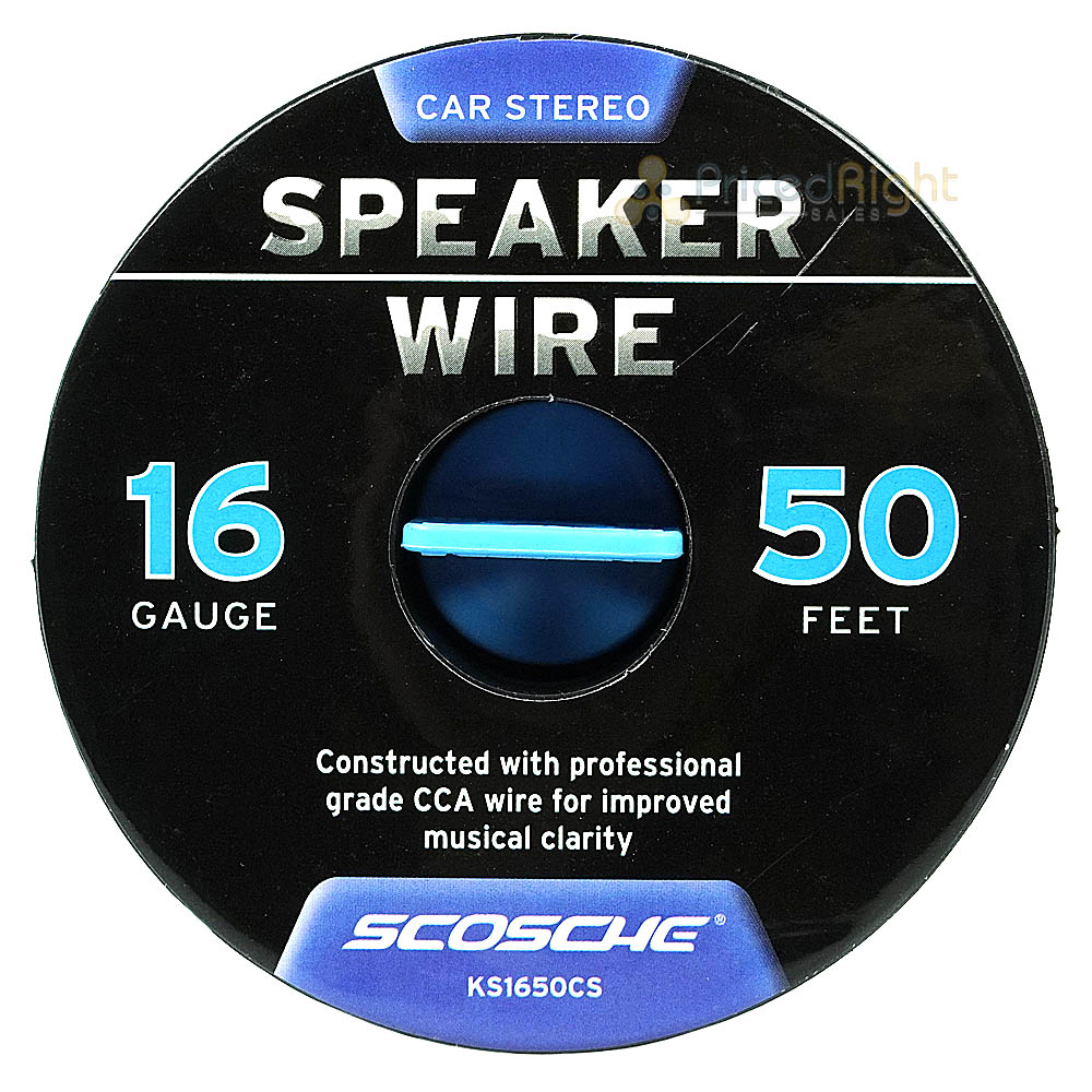 Scosche 16 Gauge 50 Ft Speaker Installation Wire CCA Car Audio Blue KS1650CS