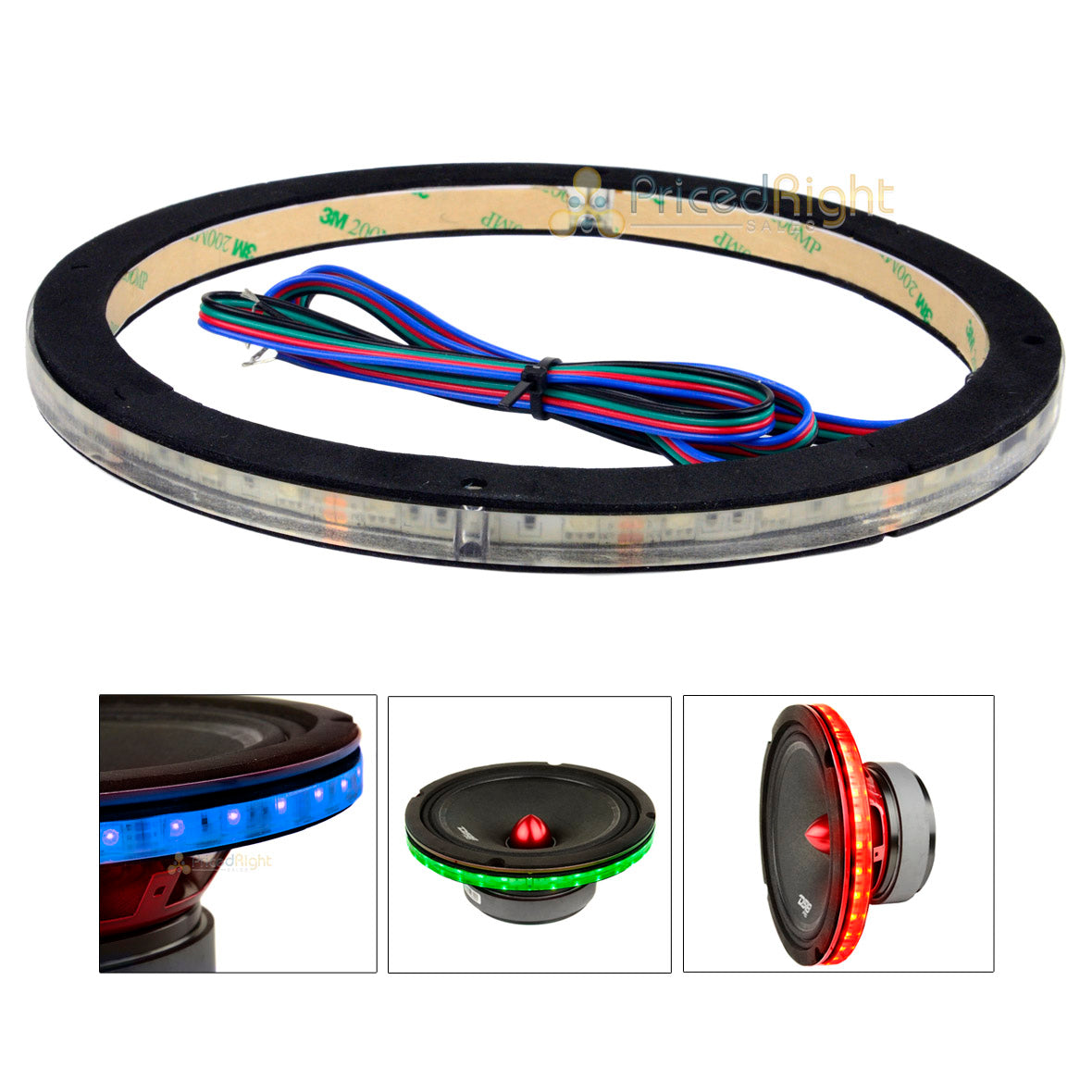 12 " Waterproof RGB LED Speaker Ring 1/2" Spacer DS18 LRING12 Accent Single