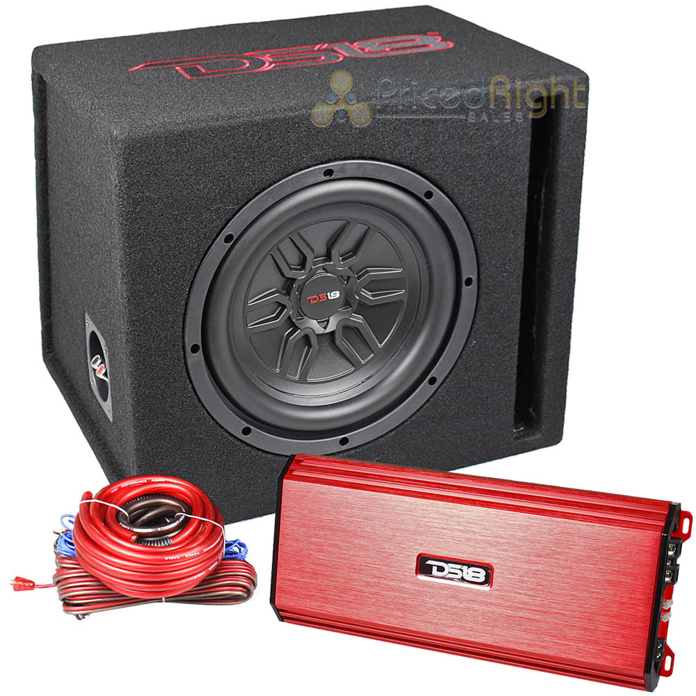 DS18 10" 400 Watt Bass 4 Sub Woofer Package Ported Enclosure L – Pricedrightsales