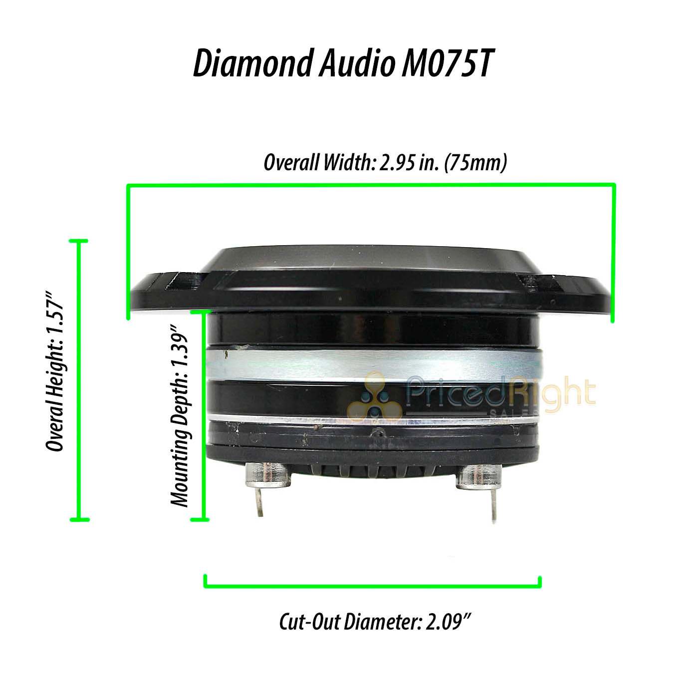 Diamond Audio 1" VC Shallow Mount Tweeters Motorsport High Output 100W Max M075T