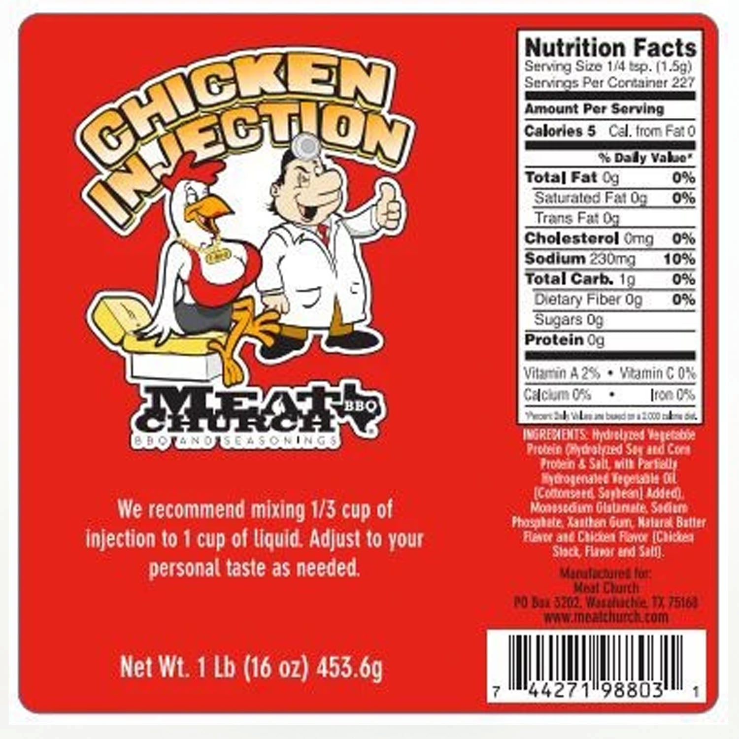 Meat Church Chicken Injection Marinade Add Flavor Moisture 16 Oz Resealable Bag