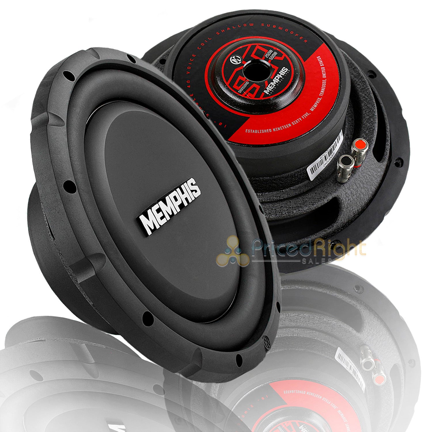 Memphis 10" Subwoofer Shallow Mount 500W Max Single 4 Ohm Power Reference 2 Pack