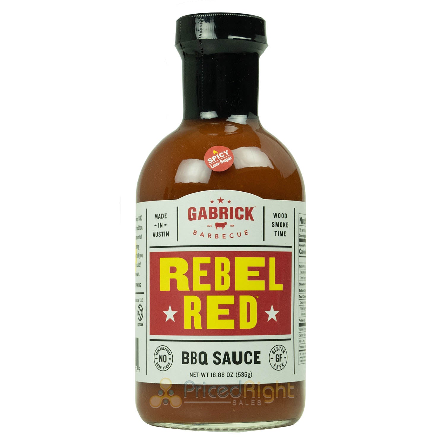 Gabrick Rebel Red Barbeque Sauce Light Smokey For Chicken Pork Ribs Gluten Free