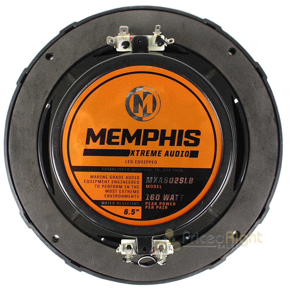 Memphis 6.5" Marine Speakers LED 80W Max Extreme Series Black MXA602SLB Pair