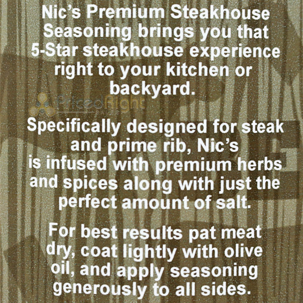 Nic's Premium Steakhouse Steak Prime Rib Rub Seasoning 16 oz Bottle Savory Herbs