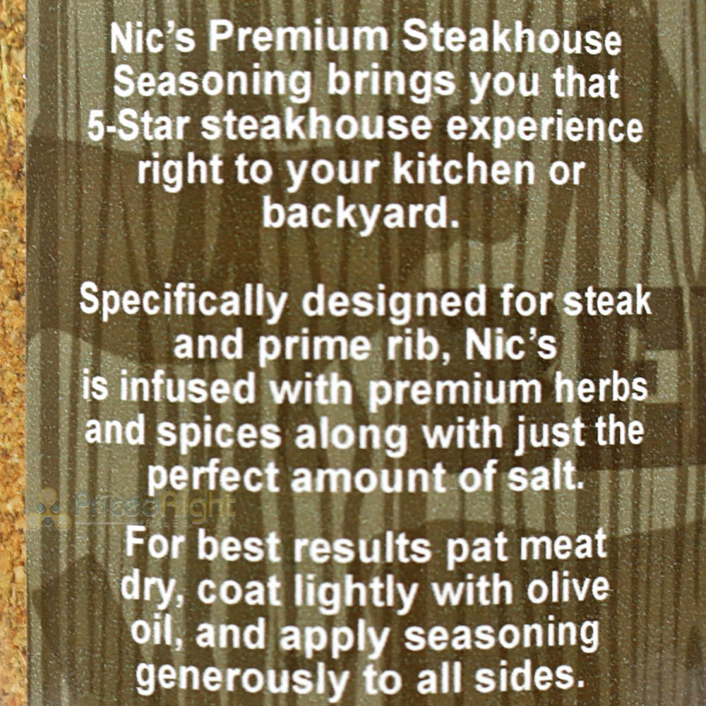 Nic's Premium Steakhouse Seasoning Steak Prime Rib Rub 7.8oz Bottle Savory Herbs