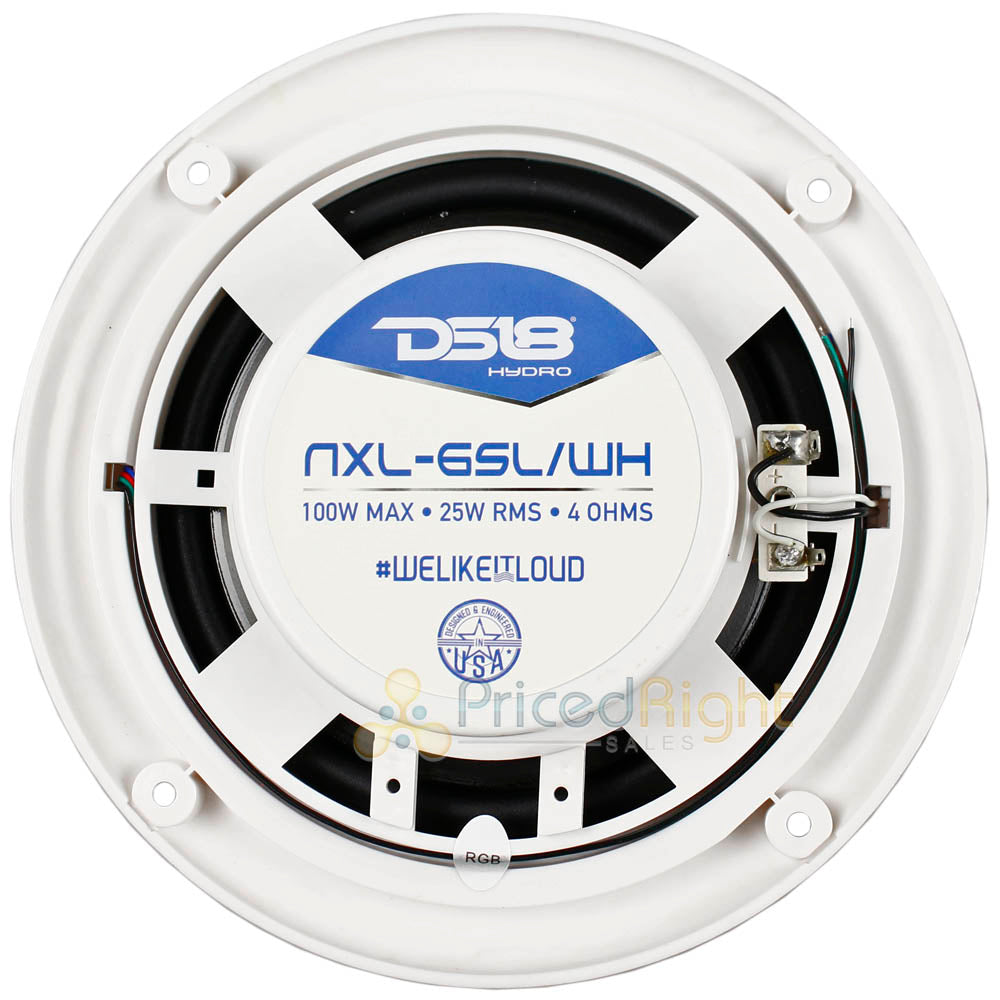 DS18 Hydro 6.5" Speakers 2 Way Marine Slim LED 100 Watts Max 4 Ohm NXL-6SL White