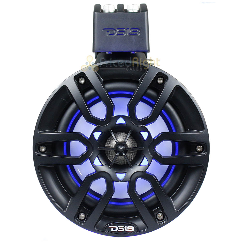 DS18 6.5" Marine Tower Speakers White Hydro Series RGB 300 Watts Max NXL-X6TP/BK