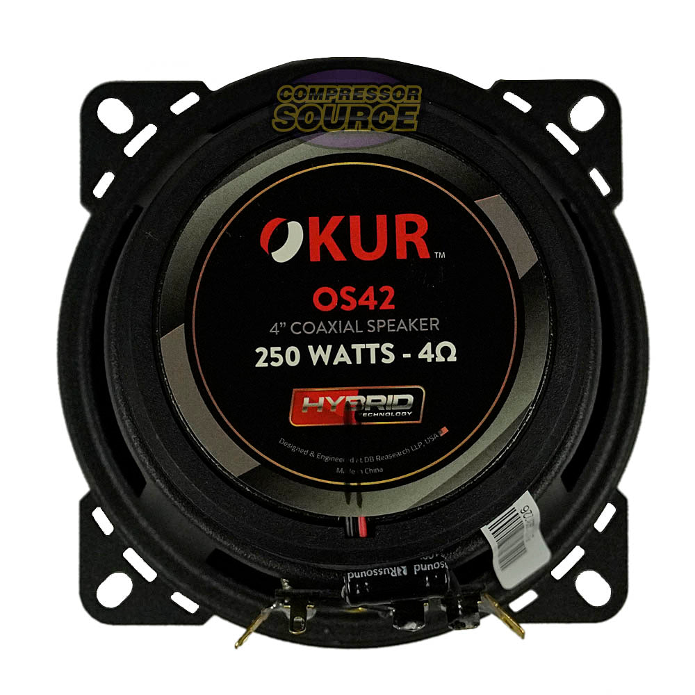 OKUR 4" 2-Way Coaxial Speakers 250 Watts Max Power 1" KSV Coil 4 Ohm OS42 Pair
