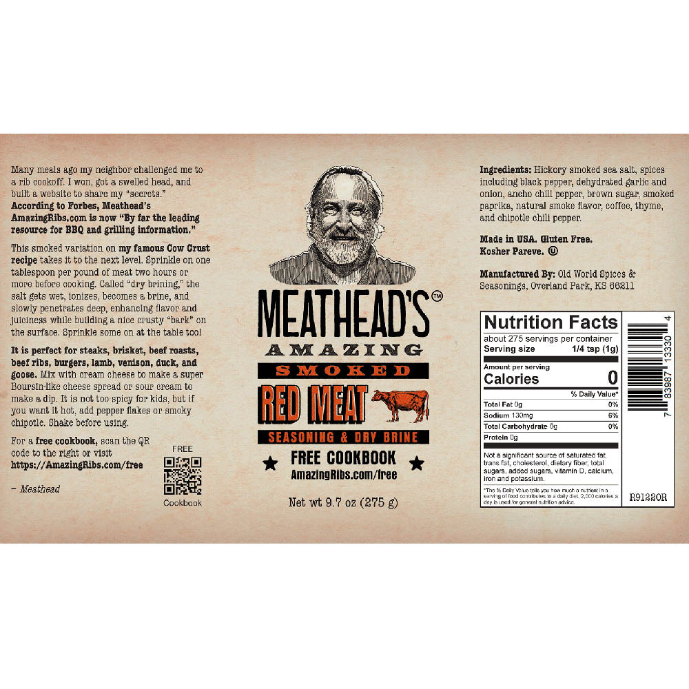 Meatheads Amazing Smoked Red Meat Seasoning and Dry Brine Steak 9.7 Oz Bottle