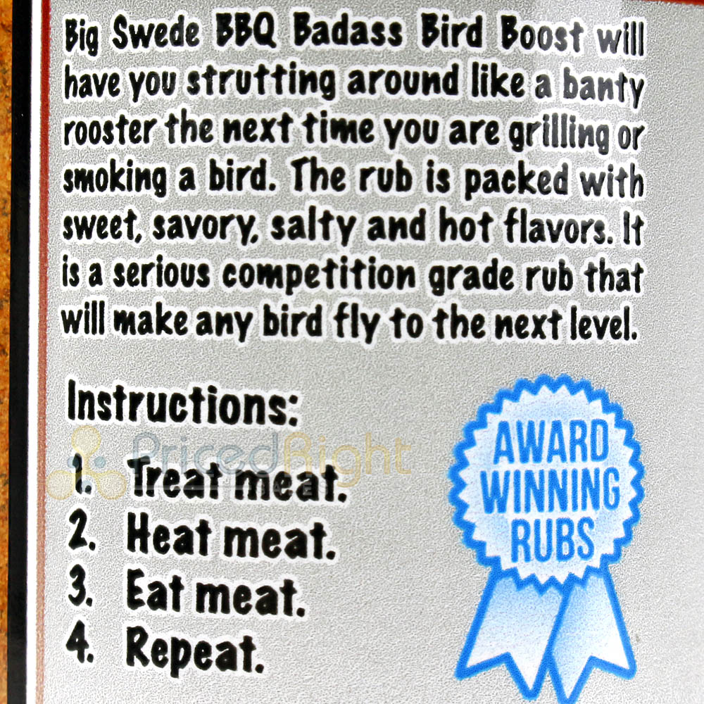 Big Swede Badass Bird Boost 12.0 Oz. Bottle Award Winning Dry Rub Seasoning