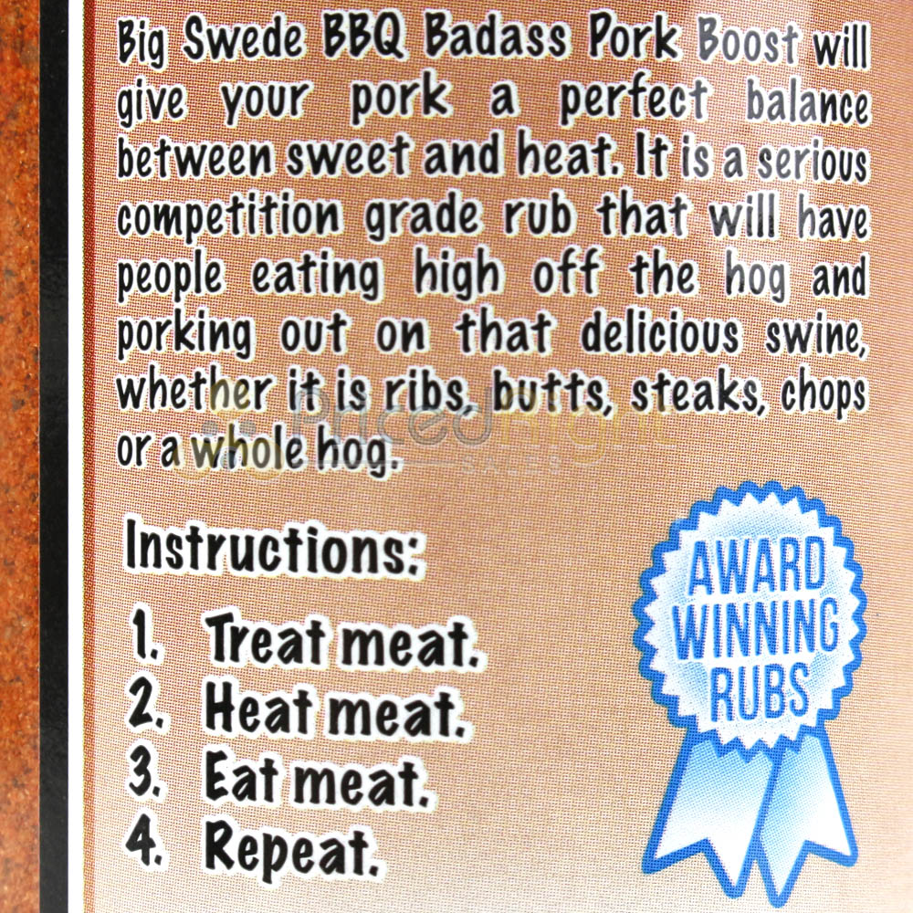 Big Swede BBQ Badass Pork Boost 11.3 Oz Bottle Award Winning Dry Rub Seasoning