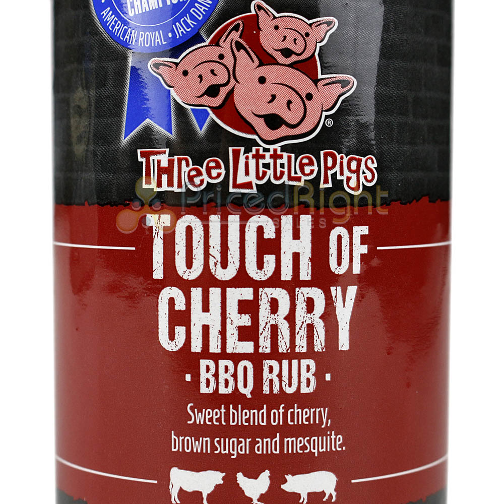 Three Little Pigs Touch of Cherry BBQ Rub 12.25 Oz Bottle Brown Sugar & Mesquite