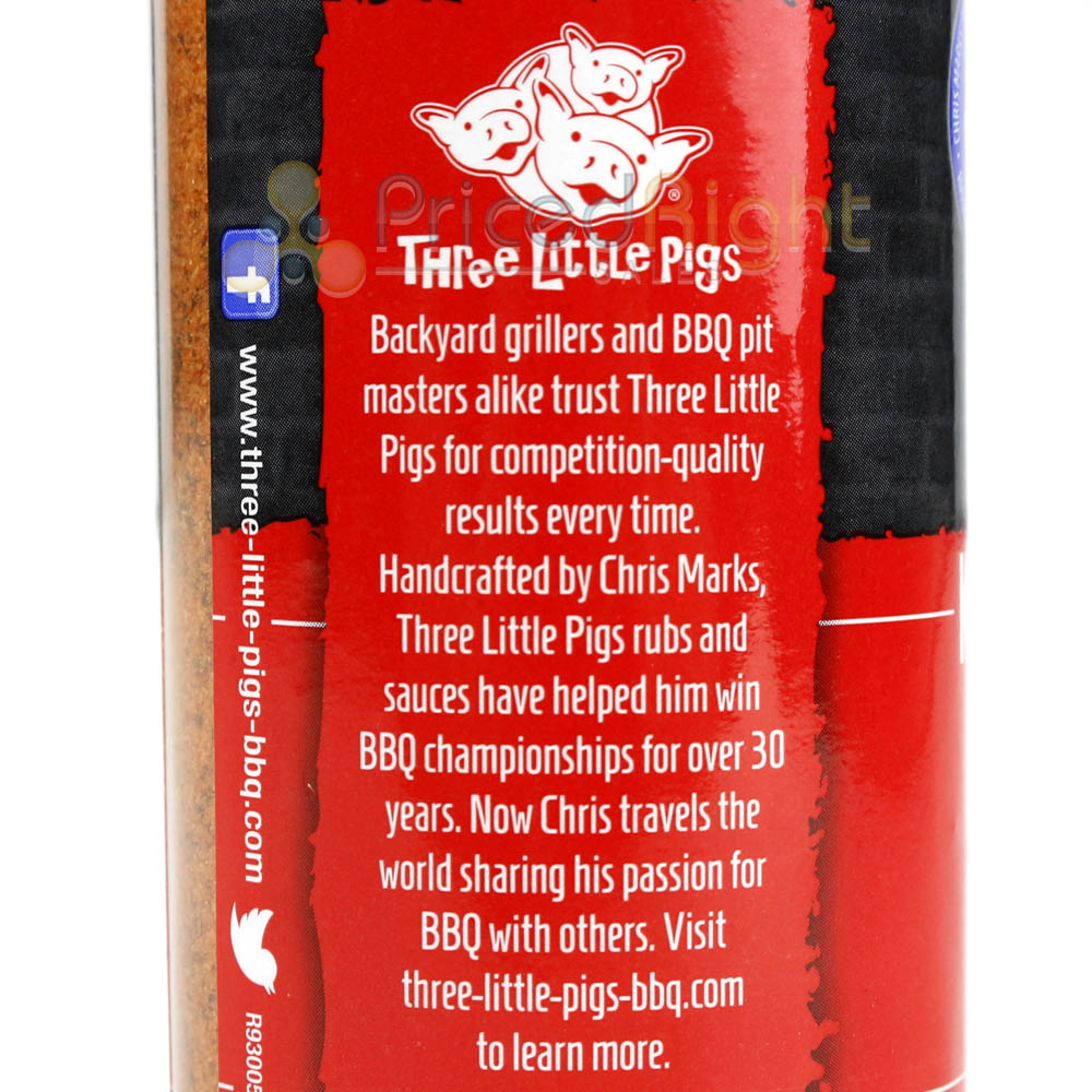 Three Little Pigs Kansas City Sweet BBQ Rub 6.5 Oz Sweet Peppers Smoky Flavor