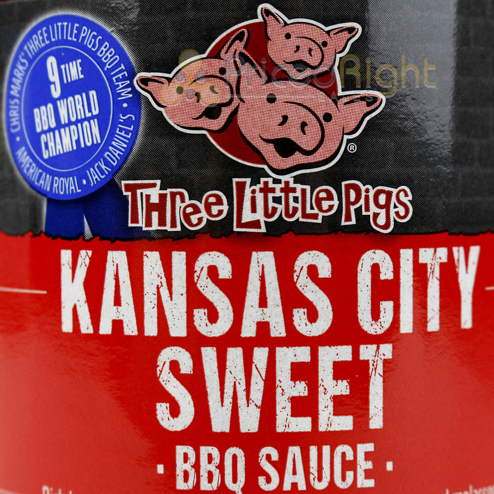Three Little Pigs Kansas City Style Sweet Sauce 19.5 Oz Award Winning BBQ Recipe